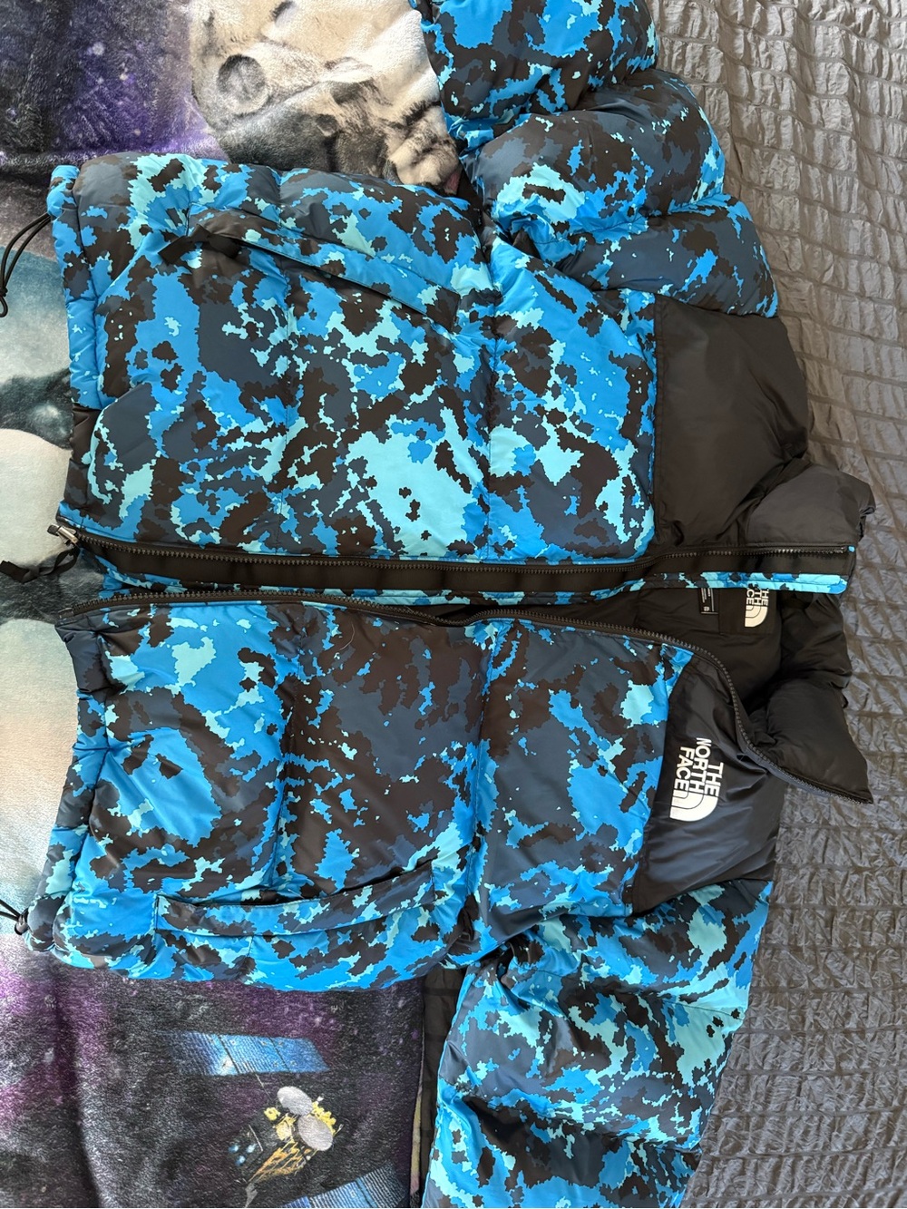 The North Face Adult Blue Camo Puffer Jacket